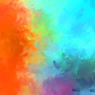 Duvar sanatı Eşsiz ve yaratıcı illüstrasyon. Fırça darbesi ile boyanmış. Renkli fırça darbelerinin soyut arkaplanı. Fırçalanmış canlı duvar kâğıdı. Boyalı sanatsal yaratım.