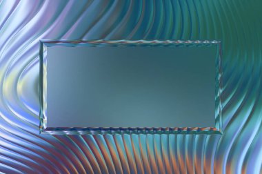 Soyut çerçeveli arkaplan. Renkli, canlı, dalgalı bir duvar kağıdı. Merkezi çerçeveli yaratıcı grafik 2d çizim. Dinamik şekilli modaya uygun sıvı örtüsü.