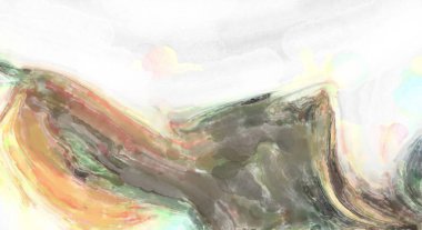 Modern fırça darbeleri. Pastel renklerde suluboya resim. Poster, duvar sanatı, afiş, kart, kitap kapağı veya ambalaj için sakinleştirici kompozisyonun yumuşak renkli çizimi. 