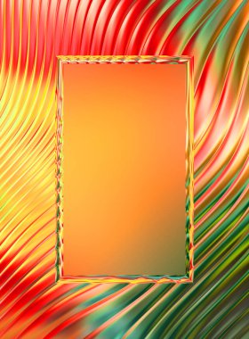 Soyut çerçeveli arkaplan. Renkli, canlı, dalgalı bir duvar kağıdı. Merkezi çerçeveli yaratıcı grafik 2d çizim. Dinamik şekilli modaya uygun sıvı örtüsü.