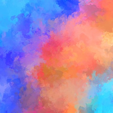 Canlı fırça darbeleriyle boyanmış. Renkli desenli resim. Fırçalanmış duvar kağıdını boya.