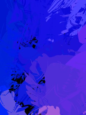 Vahşi fırça darbeleriyle yaratıcı soyut resim. Artistik fırça darbeleriyle donatılmış. Renkli ve canlı bir tasvir. Boyalı sanat.