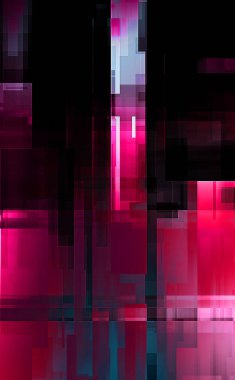 Renkli ve canlı geometrik şekiller katmanları var. Bir teknoloji planının dijital illüstrasyonu. Gelecekçi tasarım şablonu.