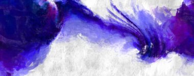 Soyut arkaplanda pürüzlü fırça darbeleri. Fırça boyası. Renkli boya darbeleri. Eşsiz duvar sanatı. Tuvaldeki modern sanat. Renkli çağdaş sanat eserleri. 