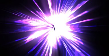 Fütürist mercek patlaması. Parlayan parçacıkları ve çizgileri olan ışık patlaması yıldızı. Güzel soyut ışın arkaplanı.