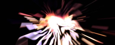 Işık parçacık izleri. Parlayan parçacıkları ve çizgileri olan ışık patlaması yıldızı. Güzel hareketli soyut ışın arkaplanı.