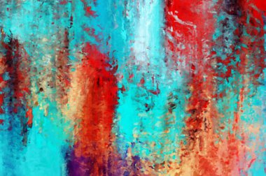 Modern sanat. Renkli çağdaş sanat eserleri. Renkli boya darbeleri. Soyut arkaplanda fırça darbeleri. Fırça boyası. Eşsiz duvar sanatı.