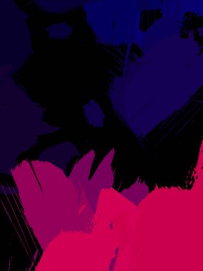 Vahşi fırça darbeleriyle yaratıcı soyut resim. Artistik fırça darbeleriyle donatılmış. Renkli ve canlı bir tasvir. Boyalı sanat.