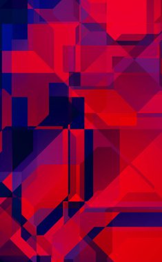 Renkli ve canlı geometrik şekiller katmanları var. Bir teknoloji planının dijital illüstrasyonu. Gelecekçi tasarım şablonu.