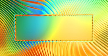 Soyut çerçeveli arkaplan. Renkli, canlı, dalgalı bir duvar kağıdı. Merkezi çerçeveli yaratıcı grafik 2d çizim. Dinamik şekilli modaya uygun sıvı örtüsü.