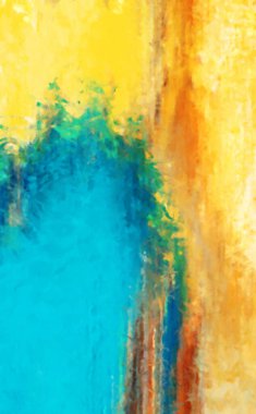 Modern sanat. Renkli çağdaş sanat eserleri. Renkli boya darbeleri. Soyut arkaplanda fırça darbeleri. Fırça boyası. Eşsiz duvar sanatı.