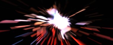 Işık parçacık izleri. Parlayan parçacıkları ve çizgileri olan ışık patlaması yıldızı. Güzel hareketli soyut ışın arkaplanı.