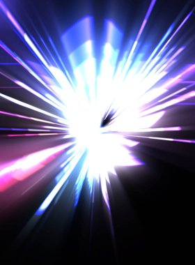 Fütürist mercek patlaması. Parlayan parçacıkları ve çizgileri olan ışık patlaması yıldızı. Güzel soyut ışın arkaplanı.