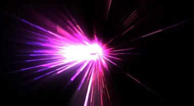 Fütürist mercek patlaması. Parlayan parçacıkları ve çizgileri olan ışık patlaması yıldızı. Güzel soyut ışın arkaplanı.