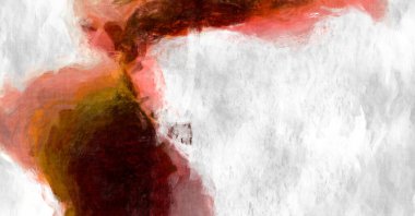 Soyut arkaplanda pürüzlü fırça darbeleri. Fırça boyası. Renkli boya darbeleri. Eşsiz duvar sanatı. Tuvaldeki modern sanat. Renkli çağdaş sanat eserleri. 
