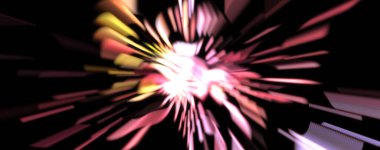 Işık parçacık izleri. Parlayan parçacıkları ve çizgileri olan ışık patlaması yıldızı. Güzel hareketli soyut ışın arkaplanı.