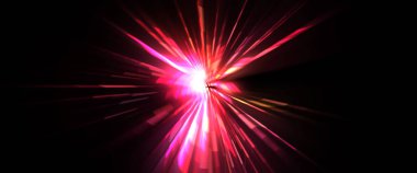 Fütürist mercek patlaması. Parlayan parçacıkları ve çizgileri olan ışık patlaması yıldızı. Güzel soyut ışın arkaplanı.