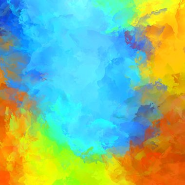 Duvar sanatı Eşsiz ve yaratıcı illüstrasyon. Fırça darbesi ile boyanmış. Renkli fırça darbelerinin soyut arkaplanı. Fırçalanmış canlı duvar kâğıdı. Boyalı sanatsal yaratım.