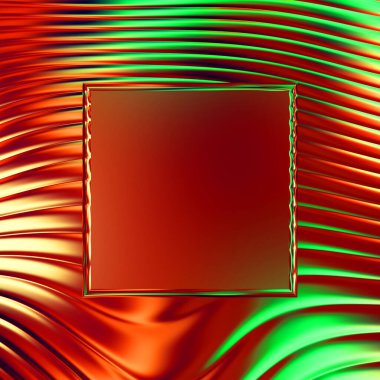 Soyut çerçeveli arkaplan. Renkli, canlı, dalgalı bir duvar kağıdı. Merkezi çerçeveli yaratıcı grafik 2d çizim. Dinamik şekilli modaya uygun sıvı örtüsü.