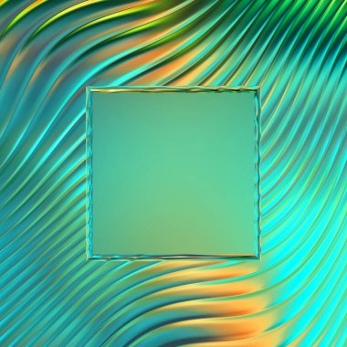 Soyut çerçeveli arkaplan. Renkli, canlı, dalgalı bir duvar kağıdı. Merkezi çerçeveli yaratıcı grafik 2d çizim. Dinamik şekilli modaya uygun sıvı örtüsü.