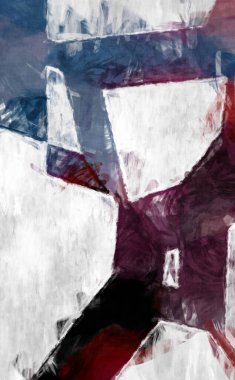 Soyut arkaplanda pürüzlü fırça darbeleri. Fırça boyası. Renkli boya darbeleri. Eşsiz duvar sanatı. Tuvaldeki modern sanat. Renkli çağdaş sanat eserleri. 