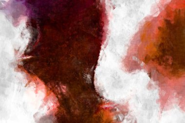 Soyut arkaplanda pürüzlü fırça darbeleri. Fırça boyası. Renkli boya darbeleri. Eşsiz duvar sanatı. Tuvaldeki modern sanat. Renkli çağdaş sanat eserleri. 