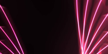 Işık dalgalarının neon renkli soyut tasarımı. Dijital arka plan ve neon ışığı parlama efekti. Parlak ışınlar duvar kağıdı.
