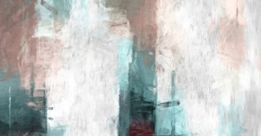 Soyut arkaplanda pürüzlü fırça darbeleri. Fırça boyası. Renkli boya darbeleri. Eşsiz duvar sanatı. Tuvaldeki modern sanat. Renkli çağdaş sanat eserleri. 