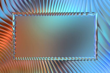 Soyut çerçeveli arkaplan. Renkli, canlı, dalgalı bir duvar kağıdı. Merkezi çerçeveli yaratıcı grafik 2d çizim. Dinamik şekilli modaya uygun sıvı örtüsü.