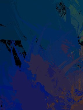 Vahşi fırça darbeleriyle yaratıcı soyut resim. Artistik fırça darbeleriyle donatılmış. Renkli ve canlı bir tasvir. Boyalı sanat.