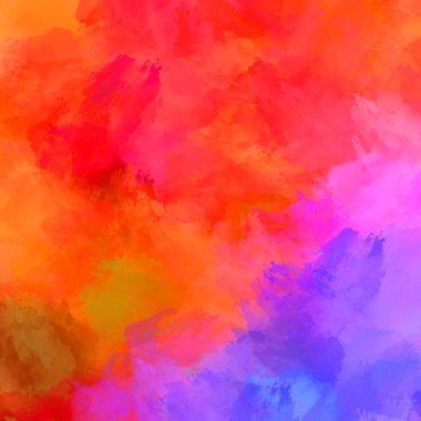 Canlı fırça darbeleriyle boyanmış. Renkli desenli resim. Fırçalanmış duvar kağıdını boya.