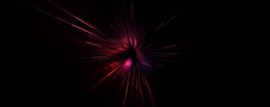 Fütürist mercek patlaması. Parlayan parçacıkları ve çizgileri olan ışık patlaması yıldızı. Güzel soyut ışın arkaplanı.