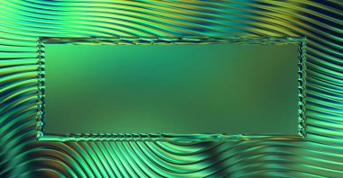 Soyut çerçeveli arkaplan. Renkli, canlı, dalgalı bir duvar kağıdı. Merkezi çerçeveli yaratıcı grafik 2d çizim. Dinamik şekilli modaya uygun sıvı örtüsü.