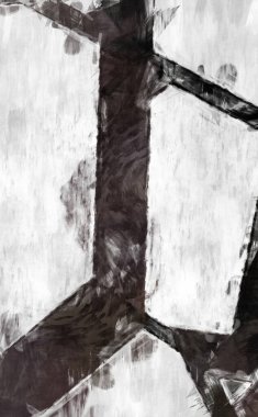 Soyut arkaplanda pürüzlü fırça darbeleri. Fırça boyası. Renkli boya darbeleri. Eşsiz duvar sanatı. Tuvaldeki modern sanat. Renkli çağdaş sanat eserleri. 