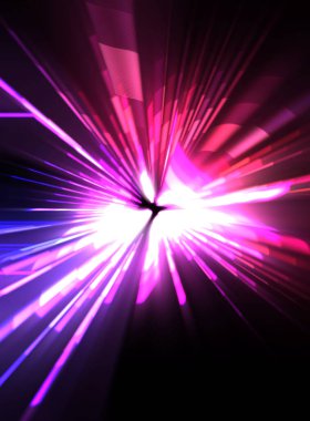 Fütürist mercek patlaması. Parlayan parçacıkları ve çizgileri olan ışık patlaması yıldızı. Güzel soyut ışın arkaplanı.