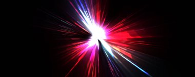 Fütürist mercek patlaması. Parlayan parçacıkları ve çizgileri olan ışık patlaması yıldızı. Güzel soyut ışın arkaplanı.