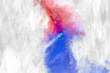 Soyut arkaplanda pürüzlü fırça darbeleri. Fırça boyası. Renkli boya darbeleri. Eşsiz duvar sanatı. Tuvaldeki modern sanat. Renkli çağdaş sanat eserleri. 