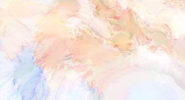 Pastel renklerde suluboya resim. Poster, duvar sanatı, afiş, kart, kitap kapağı ya da ambalaj için rahatlatıcı kompozisyonun yumuşak renkli çizimi. Modern fırça darbeleri resim.