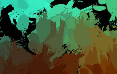 Vahşi fırça darbeleriyle yaratıcı soyut resim. Artistik fırça darbeleriyle donatılmış. Renkli ve canlı bir tasvir. Boyalı sanat.