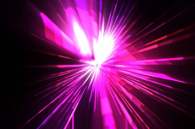 Fütürist mercek patlaması. Parlayan parçacıkları ve çizgileri olan ışık patlaması yıldızı. Güzel soyut ışın arkaplanı.