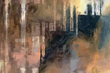 Soyut arkaplanda pürüzlü fırça darbeleri. Fırça boyası. Renkli boya darbeleri. Eşsiz duvar sanatı. Tuvaldeki modern sanat. Renkli çağdaş sanat eserleri. 