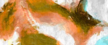 Soyut arkaplanda pürüzlü fırça darbeleri. Fırça boyası. Renkli boya darbeleri. Eşsiz duvar sanatı. Tuvaldeki modern sanat. Renkli çağdaş sanat eserleri. 