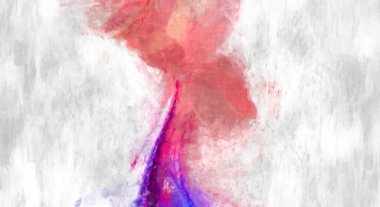 Soyut arkaplanda pürüzlü fırça darbeleri. Fırça boyası. Renkli boya darbeleri. Eşsiz duvar sanatı. Tuvaldeki modern sanat. Renkli çağdaş sanat eserleri. 