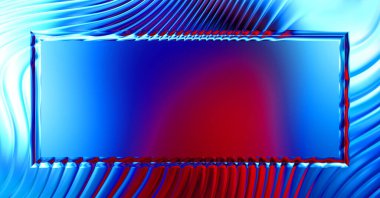 Soyut çerçeveli arkaplan. Renkli, canlı, dalgalı bir duvar kağıdı. Merkezi çerçeveli yaratıcı grafik 2d çizim. Dinamik şekilli modaya uygun sıvı örtüsü.