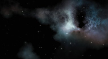 Galaksi uzayındaki yıldız alanı renkli nebula ile. Uzayın derinliklerinin bilim kurgu geçmişi. Ruhsal duvar kağıdı.