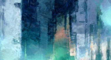 Soyut arkaplanda pürüzlü fırça darbeleri. Fırça boyası. Renkli boya darbeleri. Eşsiz duvar sanatı. Tuvaldeki modern sanat. Renkli çağdaş sanat eserleri. 