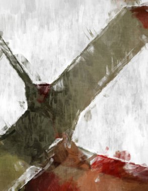 Soyut arkaplanda pürüzlü fırça darbeleri. Fırça boyası. Renkli boya darbeleri. Eşsiz duvar sanatı. Tuvaldeki modern sanat. Renkli çağdaş sanat eserleri. 