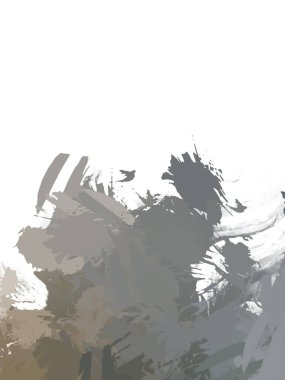 Taranmış Boyalı Soyut Arkaplan. Vahşi kaotik fırça darbeleri. Boya darbeleri. 2D İllüstrasyon. Fırça darbeli resim. 