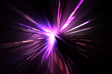 Fütürist mercek patlaması. Parlayan parçacıkları ve çizgileri olan ışık patlaması yıldızı. Güzel soyut ışın arkaplanı.