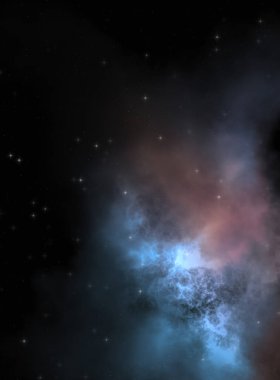 Galaksi uzayındaki yıldız alanı renkli nebula ile. Uzayın derinliklerinin bilim kurgu geçmişi. Ruhsal duvar kağıdı.